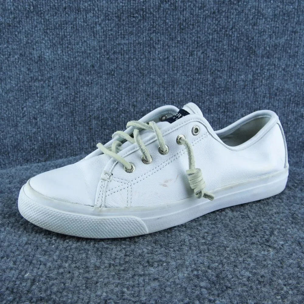 SPERRY Boat Women Sneaker Shoes White Leather Lace Up Size 8.5 Medium